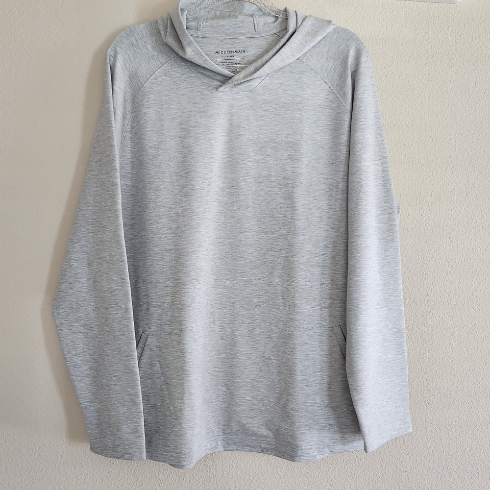 Mizzen + Main Mens ProFlex Hoodie Light Gray Heather Size XL